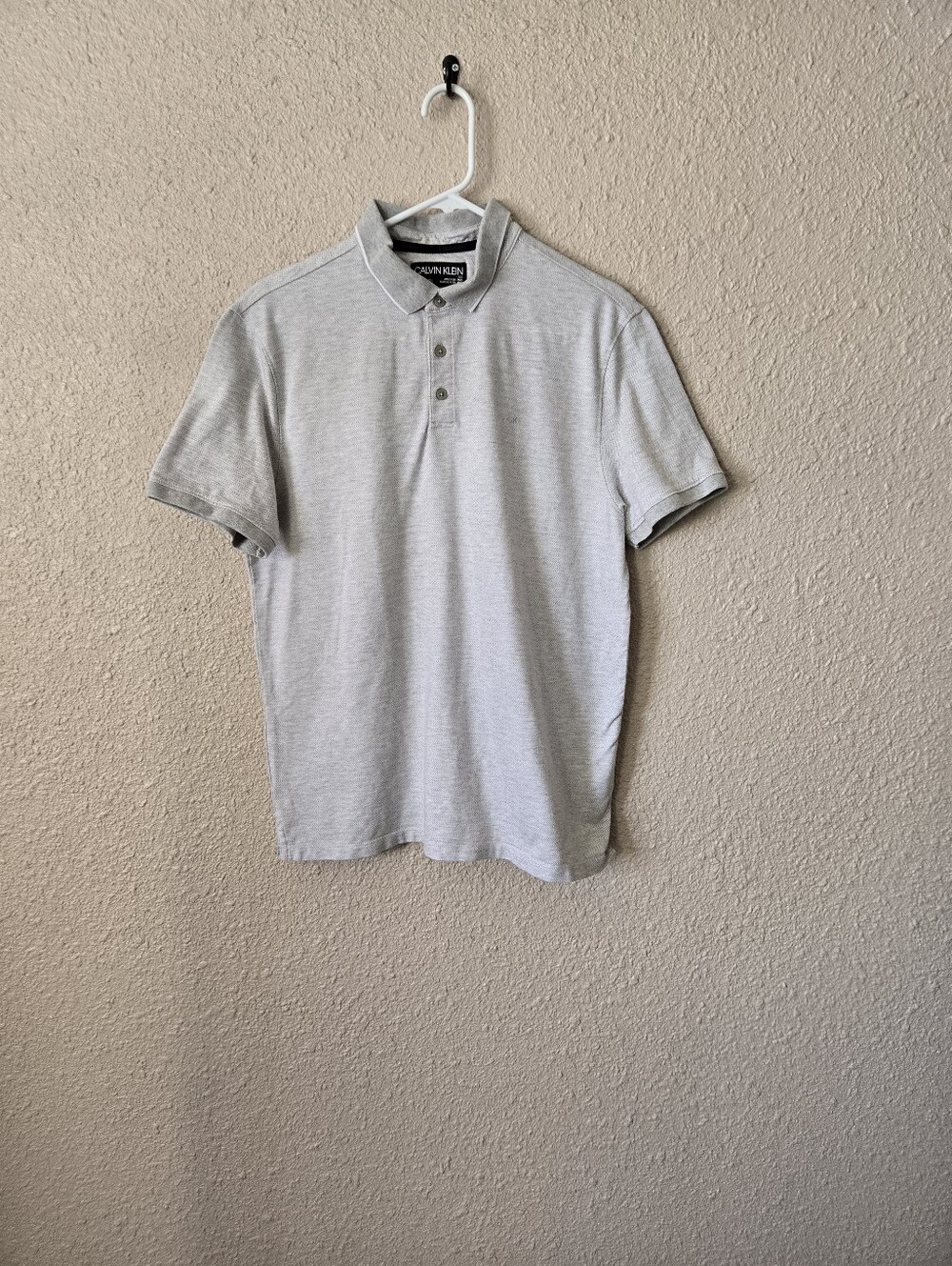 Calvin Klein Mens Silver Polo Shirt Size Large New #2C1315